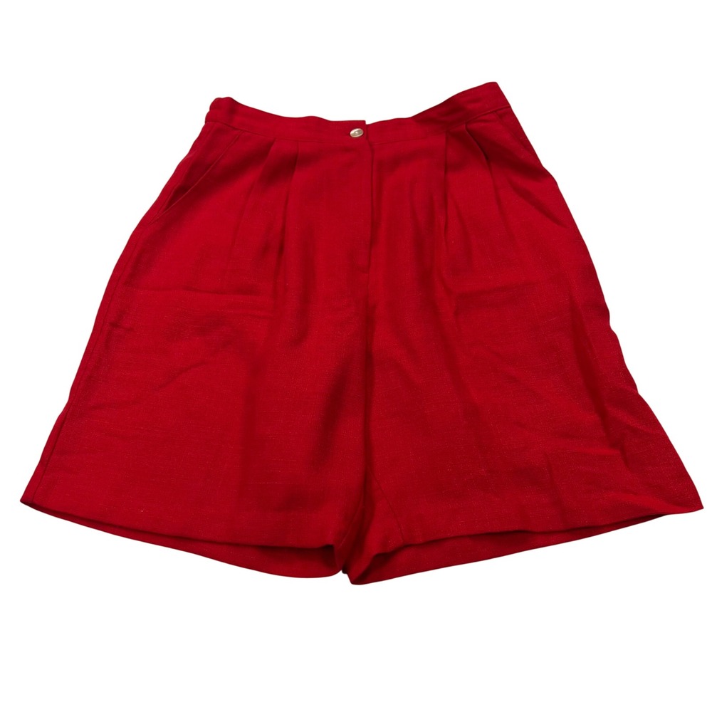 Katie Brooke Pleated Shorts Womens 10 (6) Red VTG High Rise Made in USA 80s READ